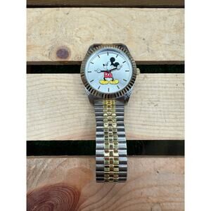 Disney Mickey Mouse Accutime MK8021CV Silver/Gold Two-Tone Wrist Watch